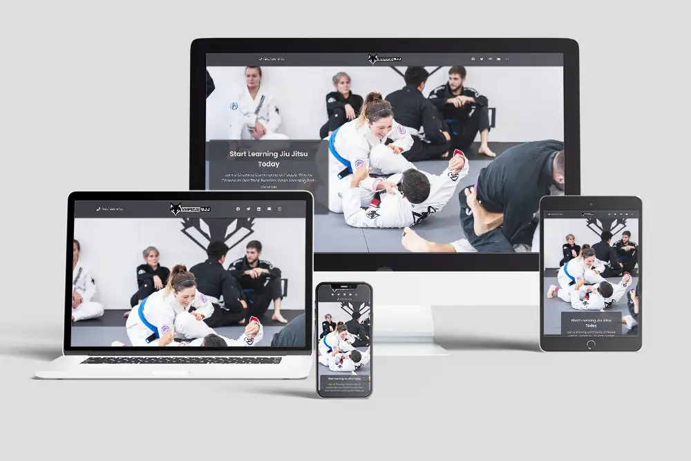 Our jiu jitsu websites are designed for user experience and this image shows how our designs are fully responsive for all device types